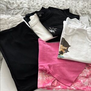 Girls Assorted Clothing Bundle - Black, White, Pink